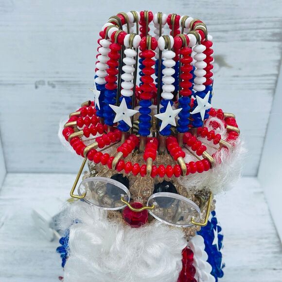 Uncle Sam 4th of July Patriotic Hand Crafted Safety Pin Stars & Stripes Light-Up - Picture 2 of 10